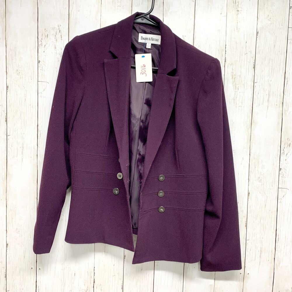 Vintage Danny & Nicole Jacket Women Size 8 Purple Single Breasted Button Front